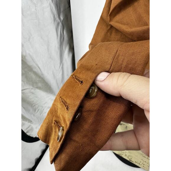 Evereve L Women Alexa Double Breasted Linen Blazer Unlined Padded Shoulder Z26 - Picture 5 of 11